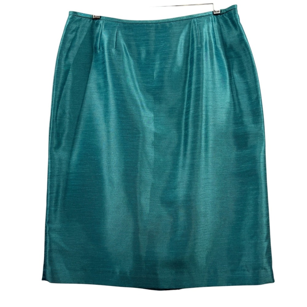 Kasper Women's Size 14 Teal Pencil Skirt Lined Career Office Knee Length
